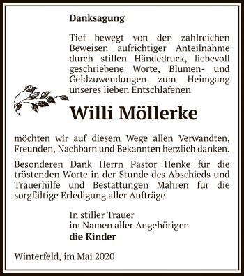 Traueranzeige von Willi Möllerke von UEL