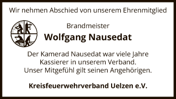 Traueranzeige von Wolfgang Nausedat von UEL