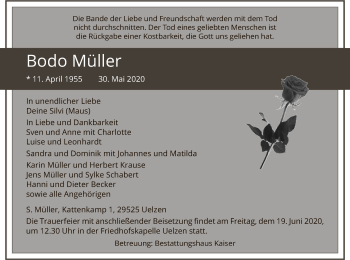 Traueranzeige von Bodo Müller von UEL