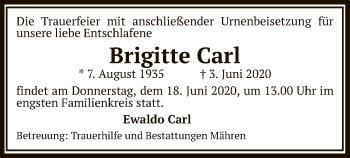 Traueranzeige von Brigitte Carl von UEL
