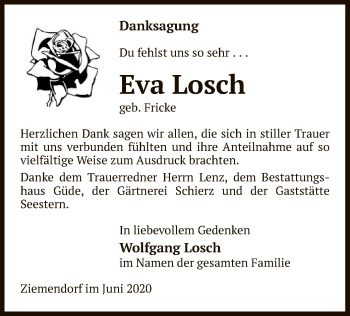 Traueranzeige von Eva Losch von UEL