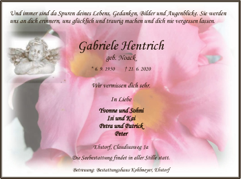 Traueranzeige von Gabriele Hentrich von UEL