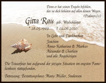 Traueranzeige von Gitta Rau von UEL