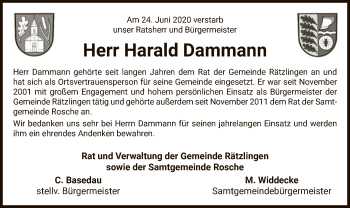 Traueranzeige von Harald Dammann von UEL