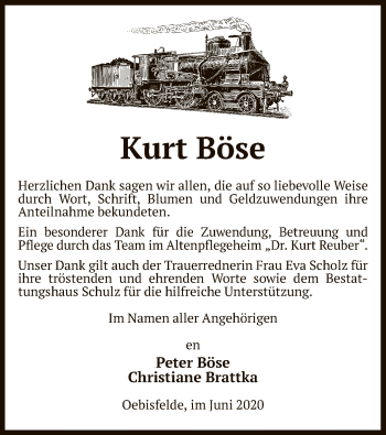 Traueranzeige von Kurt Böse von UEL