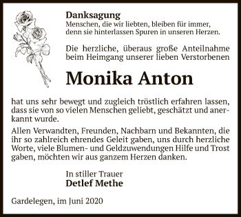 Traueranzeige von Monika Anton von UEL