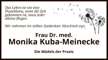 Traueranzeige von Monika Kuba-Meinecke von UEL