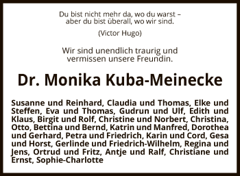 Traueranzeige von Monika Kuba-Meinecke von UEL