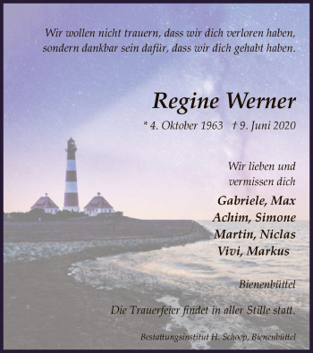 Traueranzeige von Regine Werner von UEL