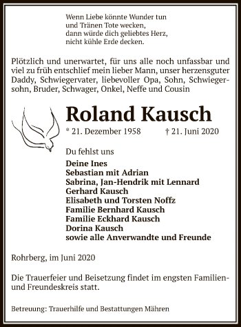 Traueranzeige von Roland Kausch von UEL