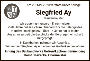 Traueranzeige von Siegfried Ay von UEL