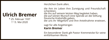 Traueranzeige von Ulrich Bremer von UEL