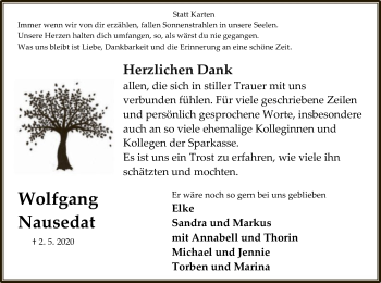 Traueranzeige von Wolfgang Nausedat von UEL