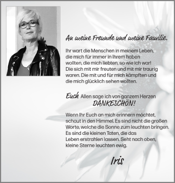 Traueranzeige von Iris Stever 