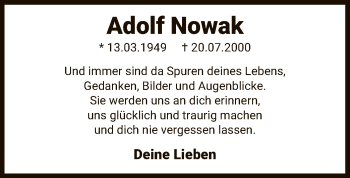 Traueranzeige von Adolf Nowak von UEL