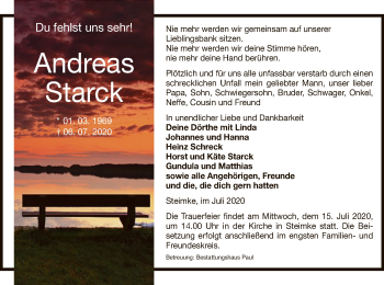 Traueranzeige von Andreas Starck von UEL