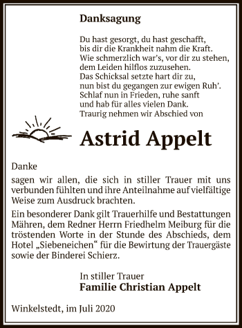 Traueranzeige von Astrid Appelt von UEL