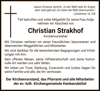 Traueranzeige von Christian Strakhof von UEL