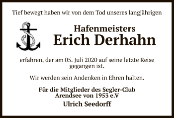 Traueranzeige von Erich Derhahn von UEL