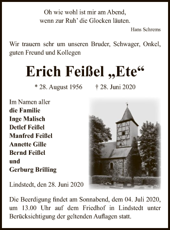 Traueranzeige von Erich Feißel von UEL