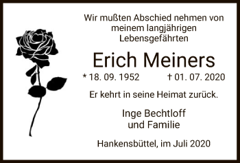 Traueranzeige von Erich Meiners von UEL