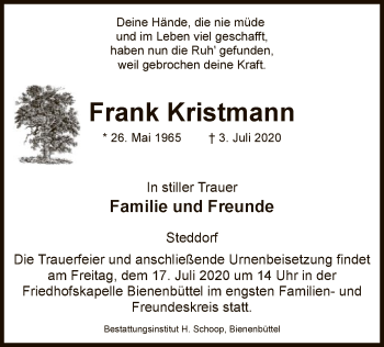 Traueranzeige von Frank Kristmann von UEL