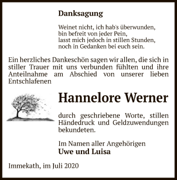 Traueranzeige von Hannelore Werner von UEL