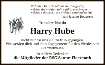 Traueranzeige von Harry Hube von UEL