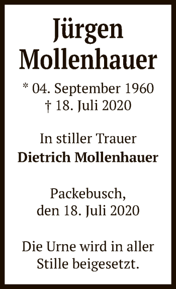 Traueranzeige von Jürgen Mollenhauer von UEL