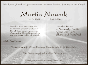 Traueranzeige von Martin Nowak von UEL