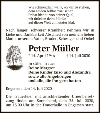 Traueranzeige von Peter Müller von UEL