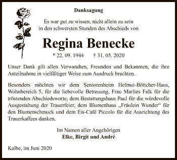 Traueranzeige von Regina Benecke von UEL