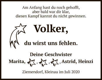 Traueranzeige von Volker  von UEL