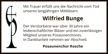 Traueranzeige von Wilfried Bunge von UEL