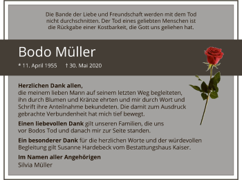 Traueranzeige von Bodo Müller von UEL