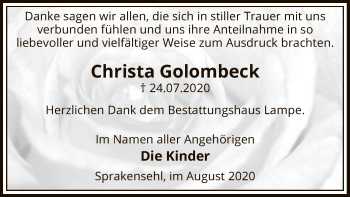 Traueranzeige von Christa Golombeck von UEL