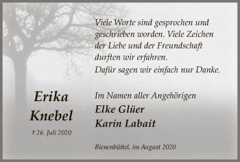 Traueranzeige von Erika Knebel von UEL