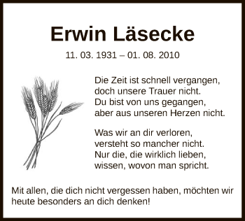 Traueranzeige von Erwin Läsecke von UEL