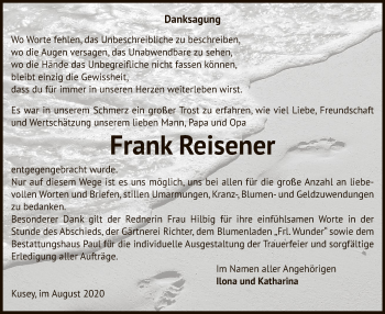 Traueranzeige von Frank Reisener von UEL