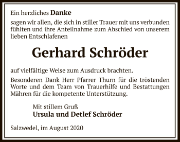 Traueranzeige von Gerhard Schröder von UEL