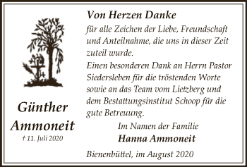 Traueranzeige von Günther Ammoneit von UEL