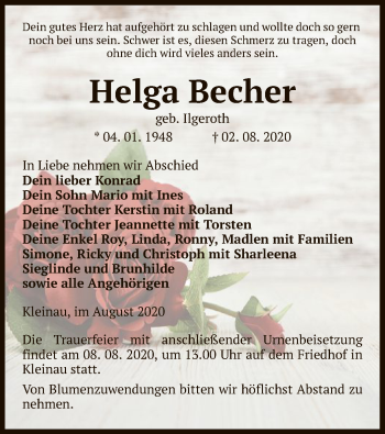 Traueranzeige von Helga Becher von UEL