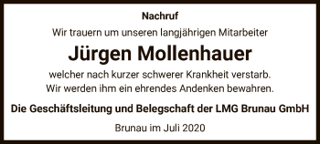 Traueranzeige von Jürgen Mollenhauer von UEL