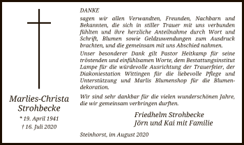 Traueranzeige von Marlies-Christa Strohbecke von UEL