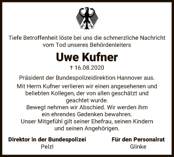 Traueranzeige von Uwe Kufner von UEL