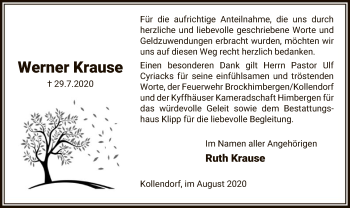 Traueranzeige von Werner Krause von UEL