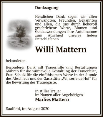 Traueranzeige von Willi Mattern von UEL