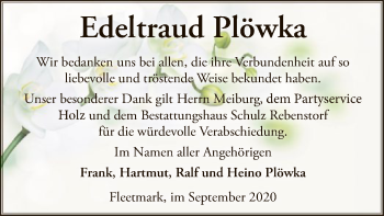 Traueranzeige von Edeltraud Plöwka von UEL