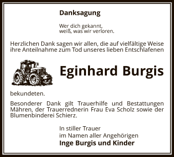 Traueranzeige von Eginhard Burgis von UEL