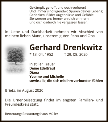 Traueranzeige von Gerhard Drenkwitz von UEL